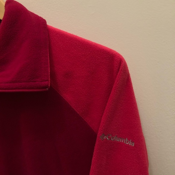Columbia quarter zip womens light fleece, in magenta/red and bright pink - Picture 2 of 3